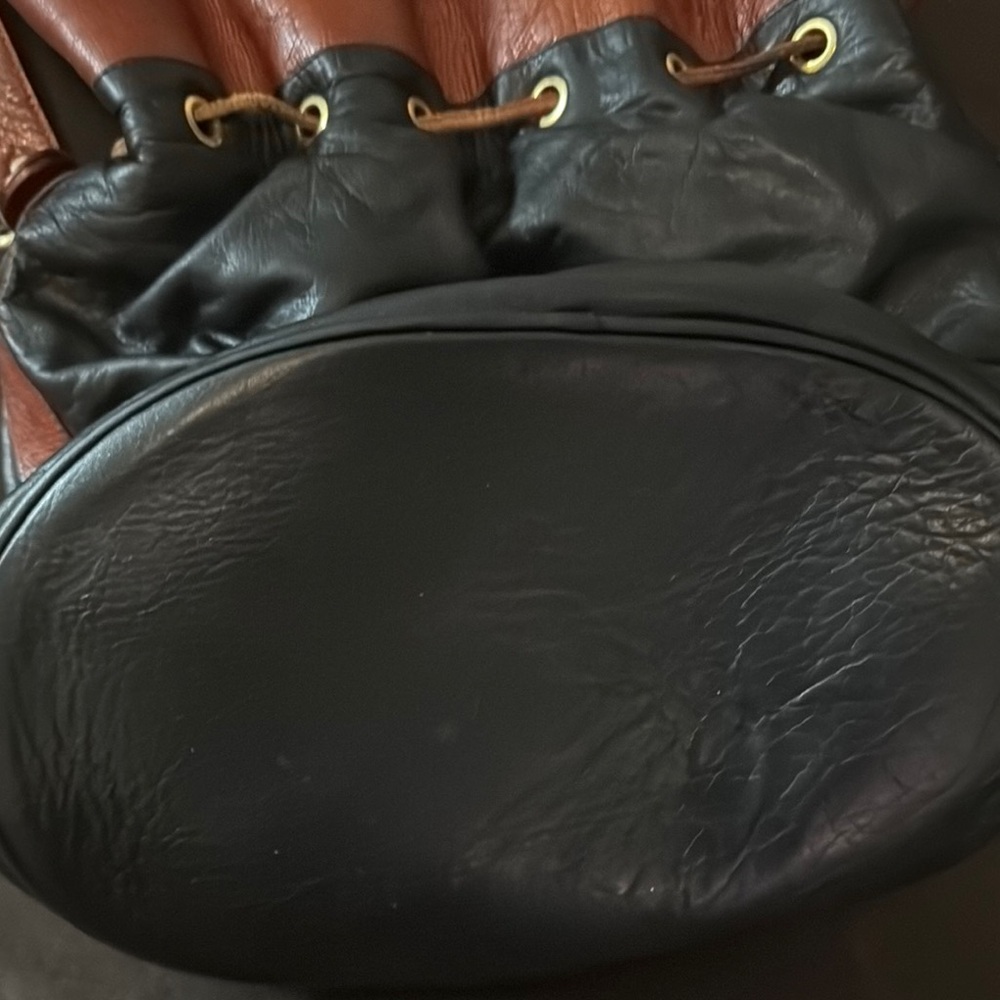 Two-Tone Leather Drawstring Bag - image 2